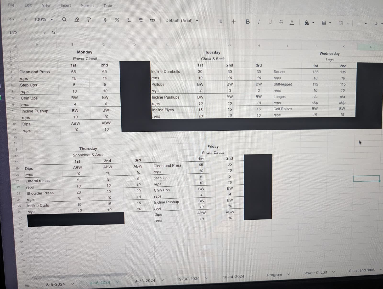 The spreadsheet program that was uploaded, photographed off a screen